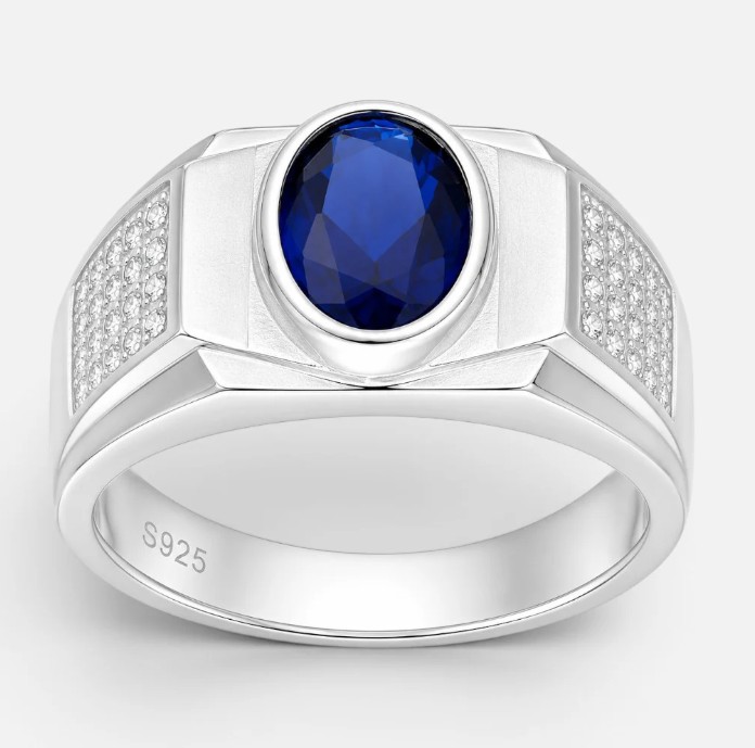 Anillo Sello Ovalado Zafiro